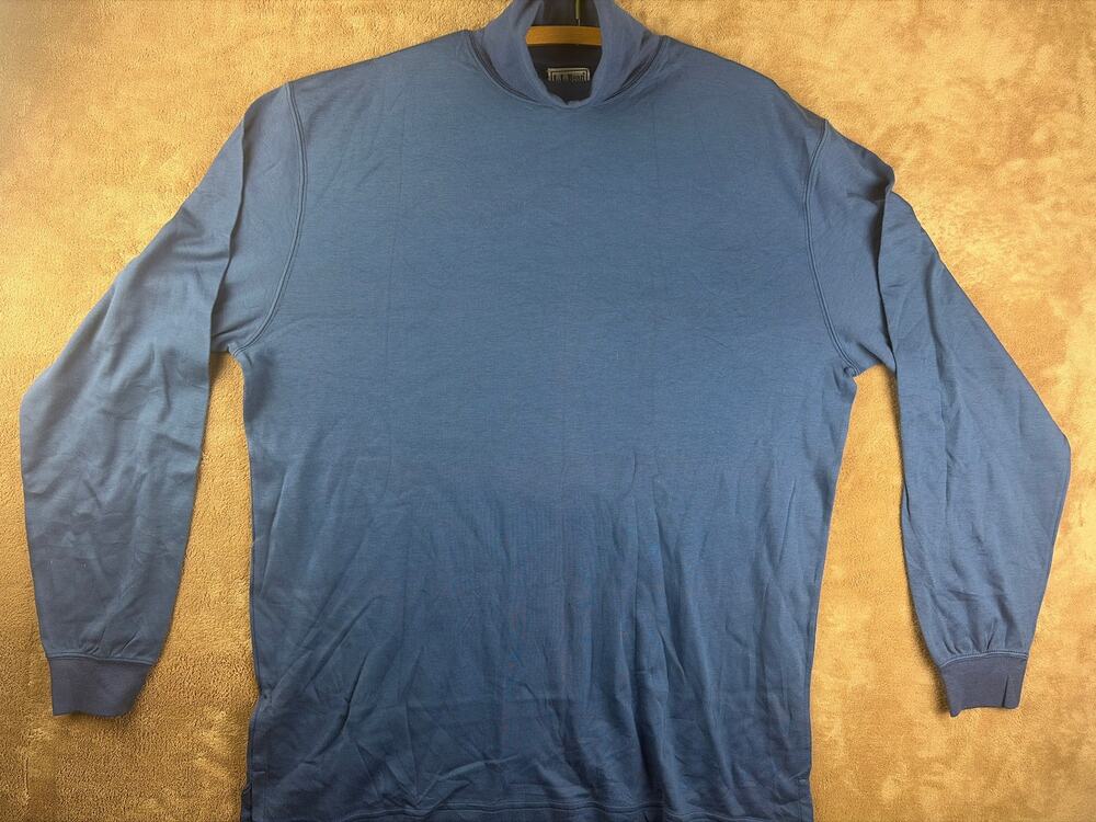 Vtg LL Bean Mens XL Turtleneck Long Sleeve Shirt Blue Cotton Base Layer Gorpcore
